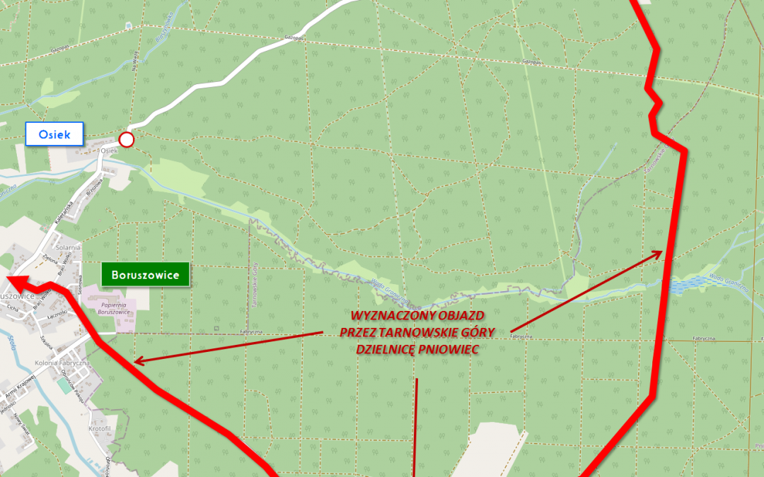 Uwaga remont ul. Kaletańskiej  pomiędzy Boruszowicami  a Mikołeską. Wyznaczono objazd!