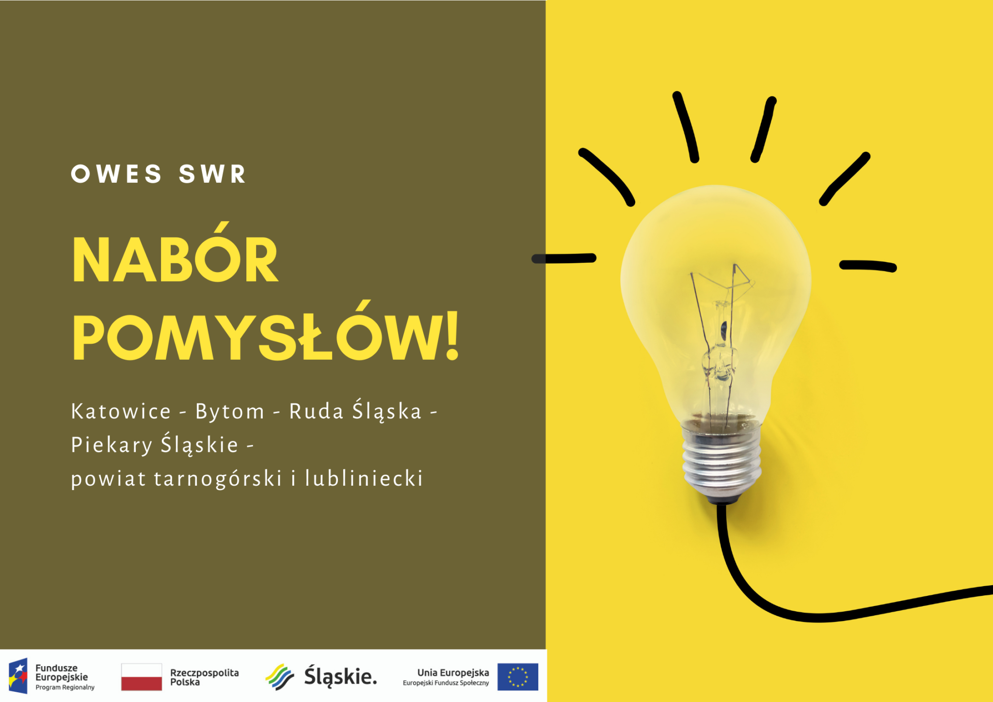 plakat z napisem Nabór pomysłów oraz zdjęciem żarówki