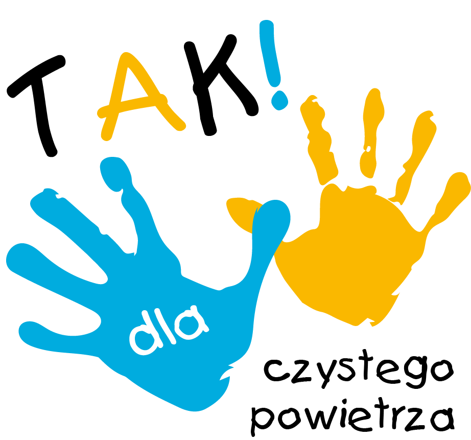 logo dwie odbite dłonie z napisem TAK, dla czystego powietrza