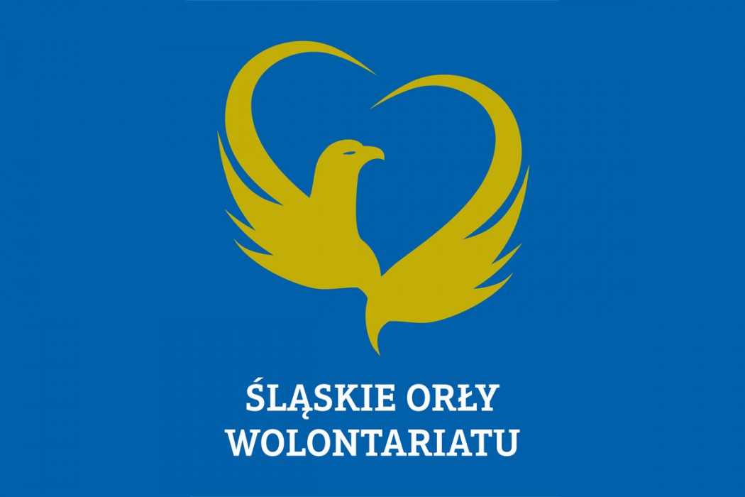 awatar, na niebieskim tle biały napis śląskie orły wolontariatu oraz rysunek głowy orła i zarys skrzydeł