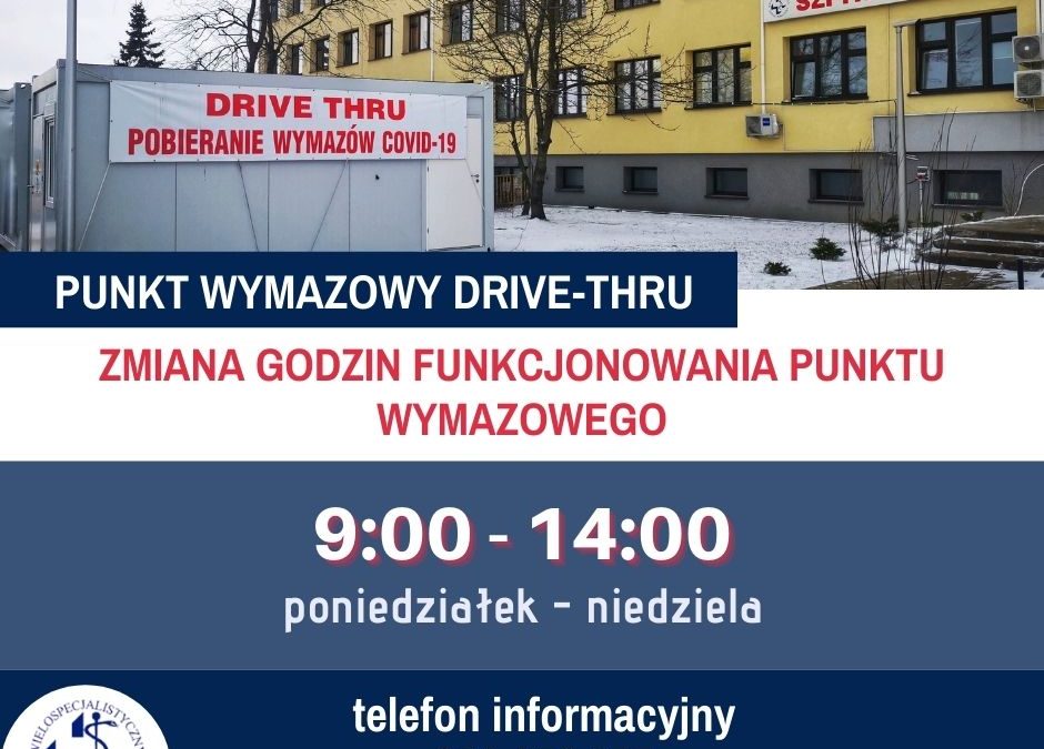 Punkt wymazowy Drive-Thru przy WSP S.A. – nowe godziny