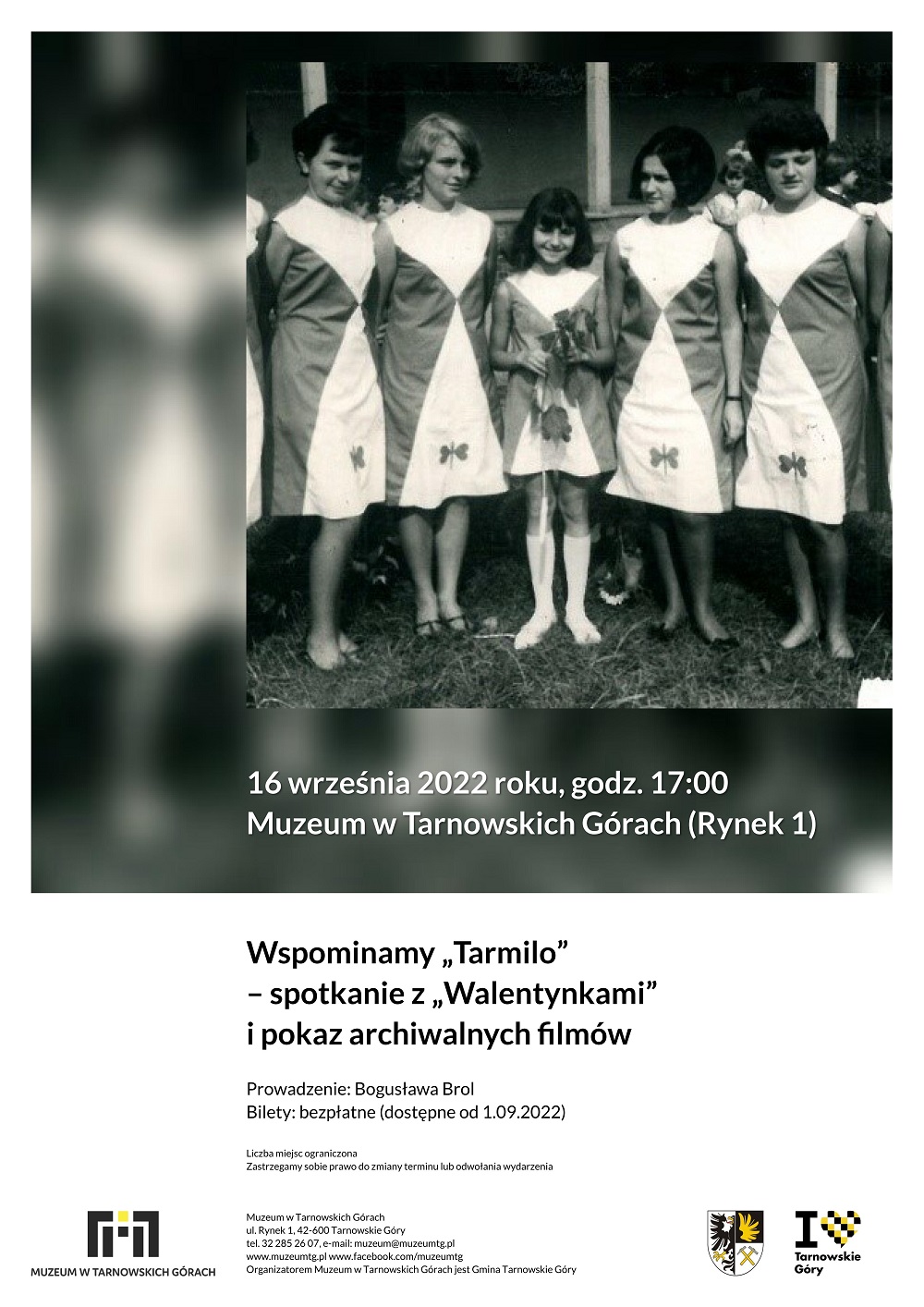 Plakat z informacjami, na zdjęciu kilka kobiet i dziewcząt stojących obok siebie. 