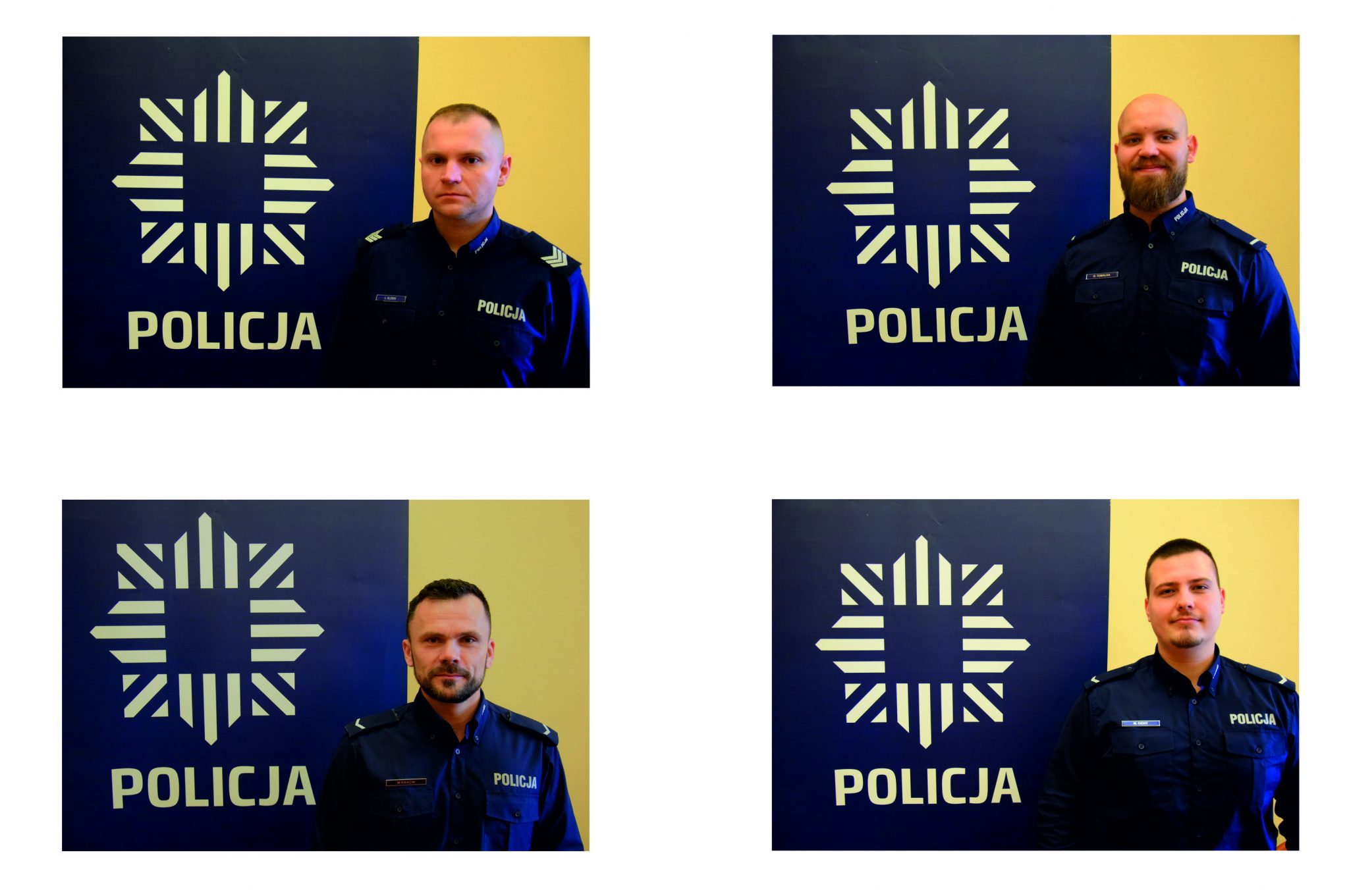4 zdjęcia policjantów w mundurach