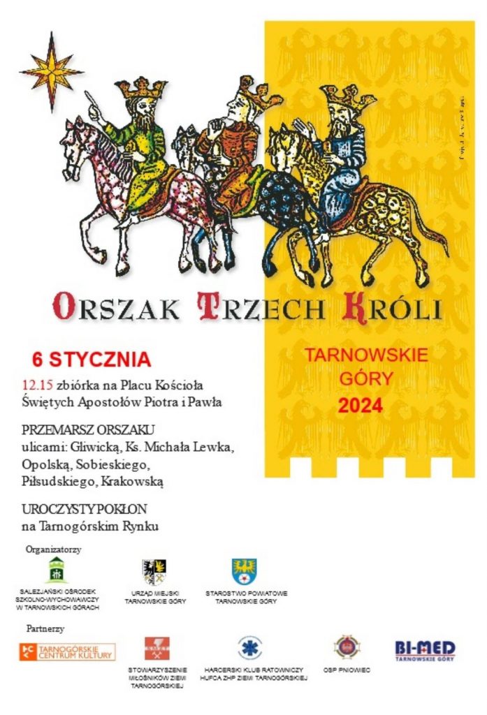 plakat orszak trzech króli obrazek trzech króli na koniach oraz opis przebiegu orszaku tak jak w tekście
