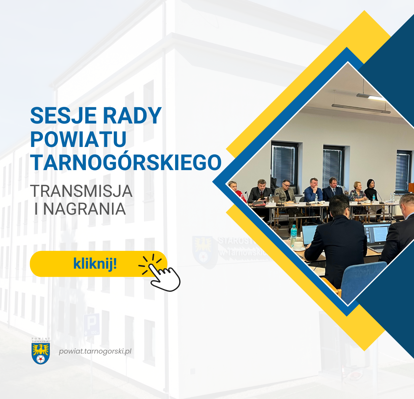 Baner kierujący do Sesji Rady Powiatu