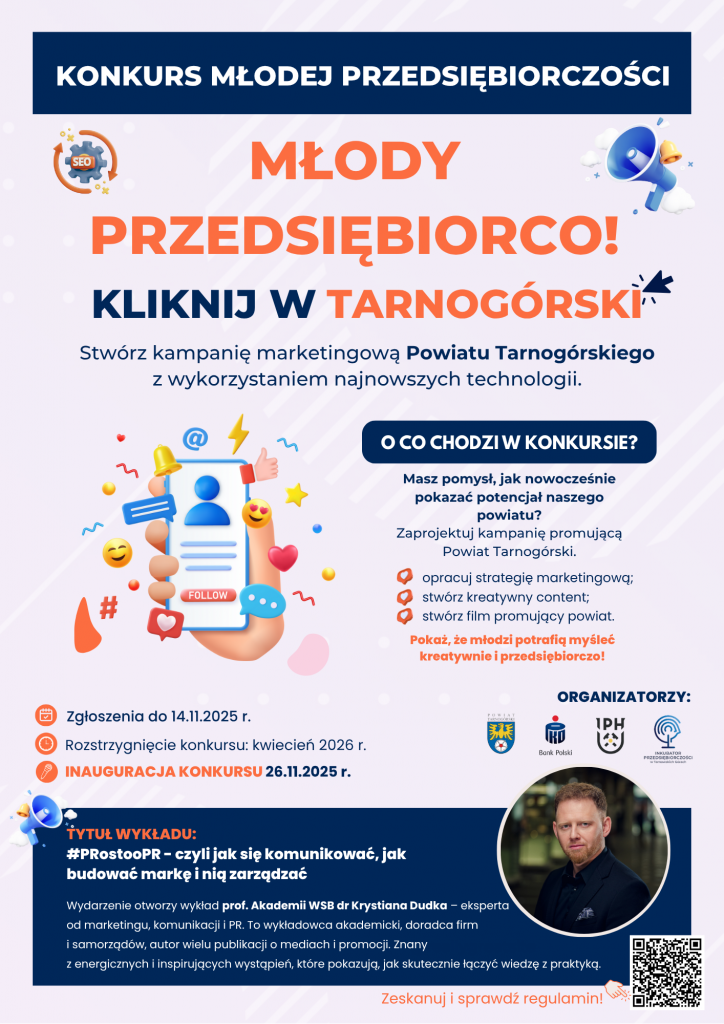 Rusza konkurs „Młody przedsiębiorco! KLIKNIJ W TARNOGÓRSKI”