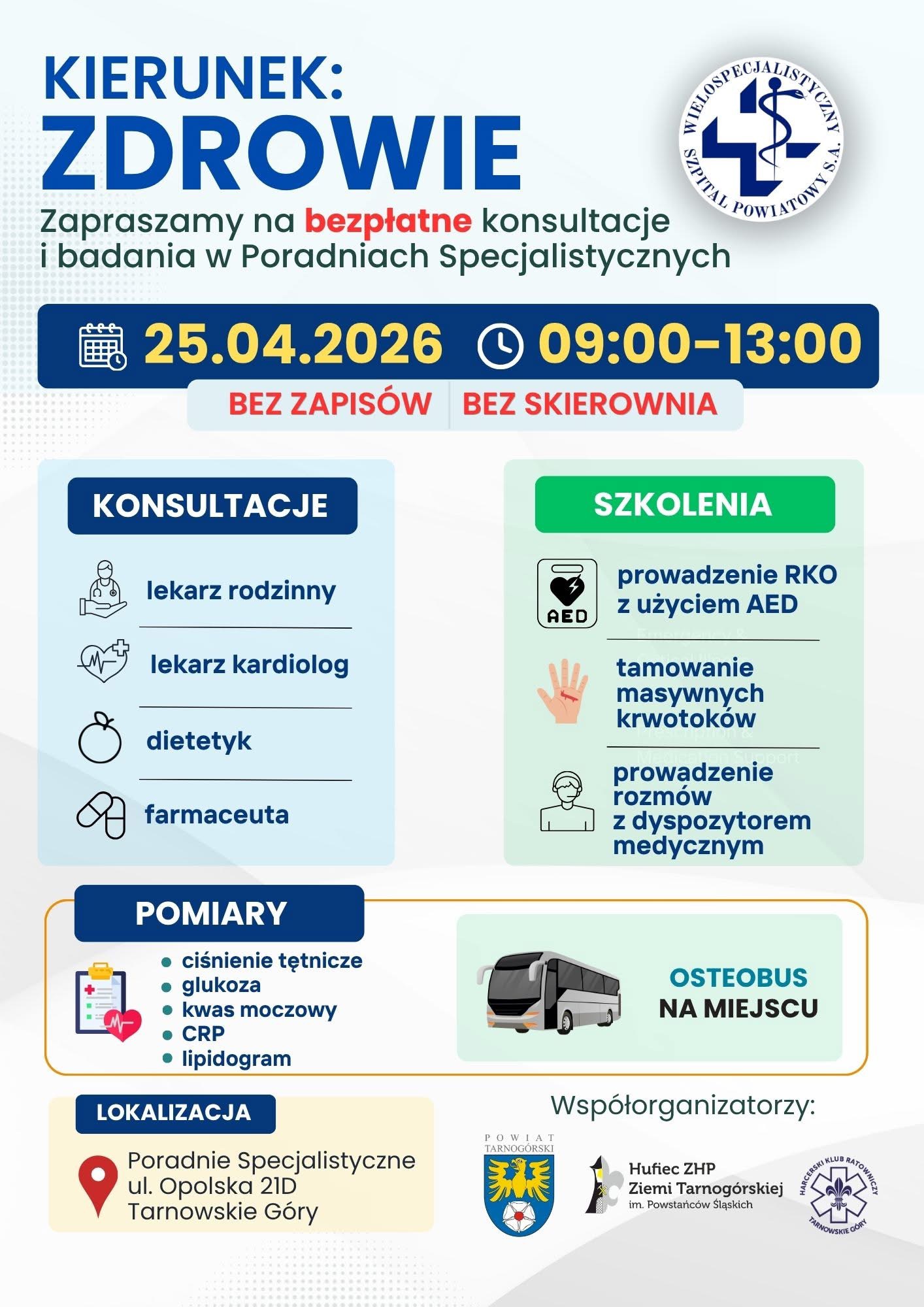 Kierunek: Zdrowie – Bezpłatna sobota profilaktyczna w Tarnowskich Górach