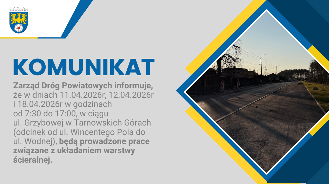 Utrudnienia w ruchu na ul. Grzybowej w Tarnowskich Górach