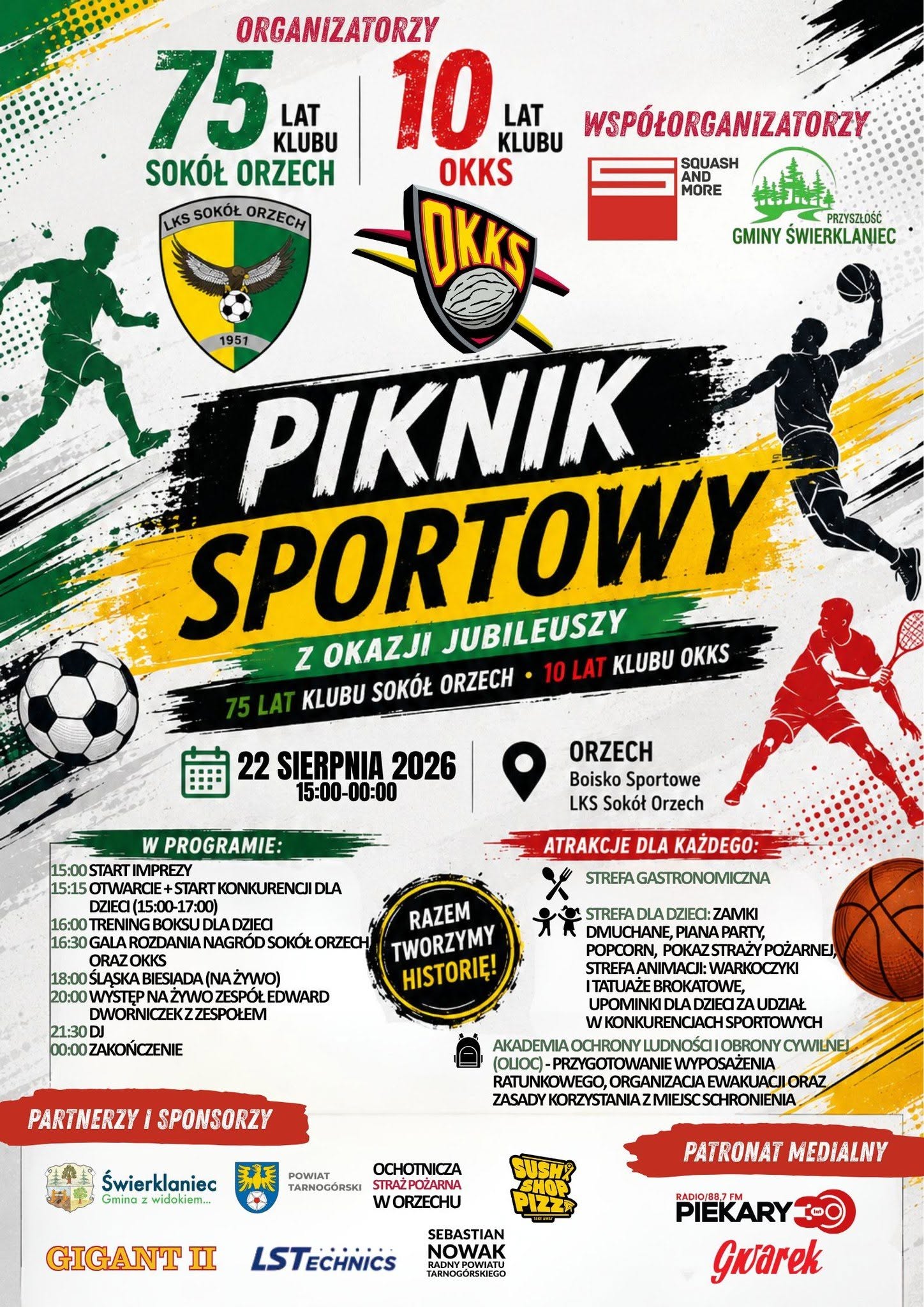 Piknik sportowy w Orzechu. Wspólne świętowanie jubileuszy klubów